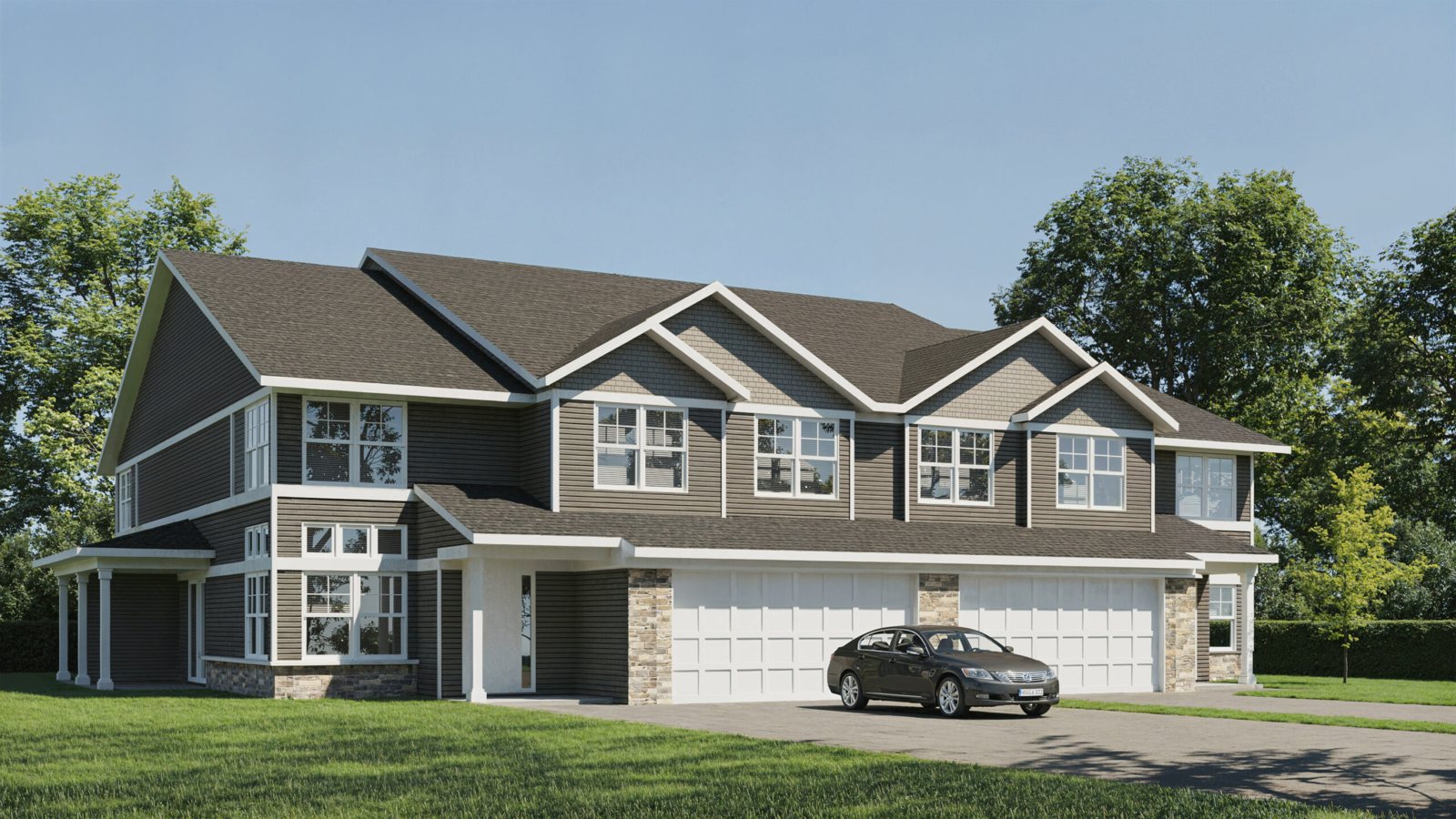Rendering of a Donnay Homes townhome building at Glacial Valley Estates